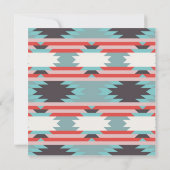 部アステカ族パターン先住民アメリカンレッドブルー 招待状 (裏面)