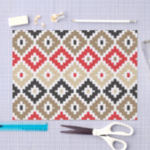 部アステカ族プリントイカットダイヤモンドパターン 薄葉紙 (クラフト)