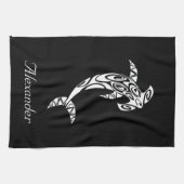 部カスタム族ハンマーヘッドシャークイラストレーション キッチンタオル (横)