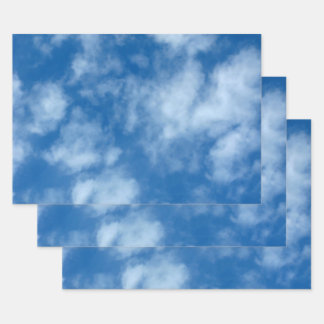 部分的に曇った青空の自然写真 ラッピングペーパーシート