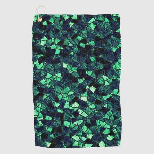 部分的に除去された色の黒い緑のモザイク ゴルフタオル (正面)