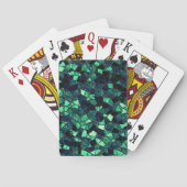 部分的に除去された色の黒い緑のモザイク トランプ (裏面)