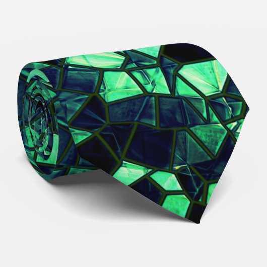部分的に除去された色の黒い緑のモザイク ネクタイ (ロール)