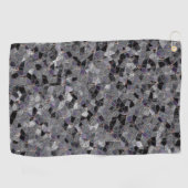 部分的に除去された色を持つ黒と灰色のモザイク ゴルフタオル (横)