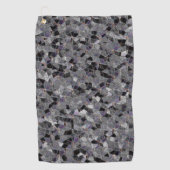 部分的に除去された色を持つ黒と灰色のモザイク ゴルフタオル (正面)