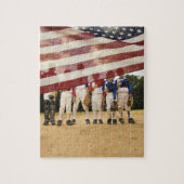 部分的に隠された若い野球選手 ジグソーパズル (縦)