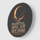 部分食太陽の食ニュージャージー2025 ラージ壁時計 (傾斜)