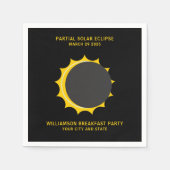 部分食太陽の食2025年3月パーソナライズされた スタンダードカクテルナプキン (正面)