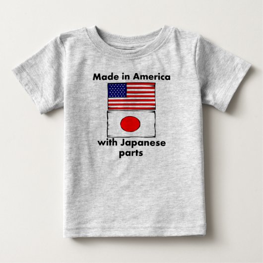部品を持つアメリカで作ら日本のれる ベビーTシャツ (正面)