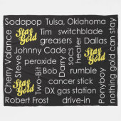 部外者ステイ金ゴールドワードクラウド フリースブランケット (正面(横))