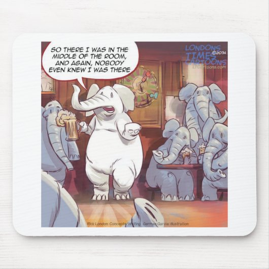 部屋おもしろいの中の白い象 マウスパッド (正面)