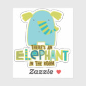 部屋おもしろいの輪郭の中の象 シール (シート)