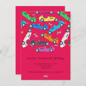 部屋だ！ヴィンテージカーの誕生日パーティーの招待状 招待状 (正面/裏面)