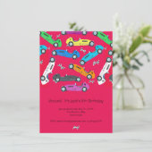 部屋だ！ヴィンテージカーの誕生日パーティーの招待状 招待状 (スタンド正面)