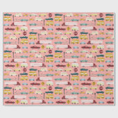 部屋だ!交通模型車トラックバスバイクピンク ラッピングペーパー (フラット)