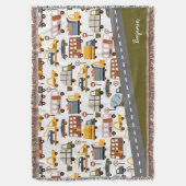 部屋だ！部屋だ！車と輸送のパターン少年 スローブランケット (正面縦)