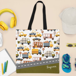 部屋だ！部屋だ！車と輸送のパターン少年 トートバッグ