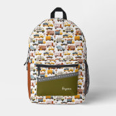 部屋だ！部屋だ！車と輸送のパターン少年 プリントバックパック (正面)