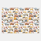 部屋だ!部屋だ!車と輸送のパターン少年 ラッピングペーパーシート (正面3)