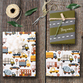 部屋だ！部屋だ！車と輸送のパターン少年 ラッピングペーパーシート