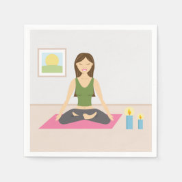 部屋でヨガをしている可愛かわいらしい女の子 スタンダードカクテルナプキン