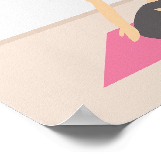 部屋でヨガをしている可愛かわいらしい女の子 ポスター (角)