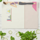 部屋でヨガをしている美飾しい女性 キッチンタオル (折り畳み)