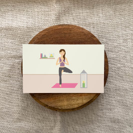 部屋でヨガをしている美飾しい女性 名刺