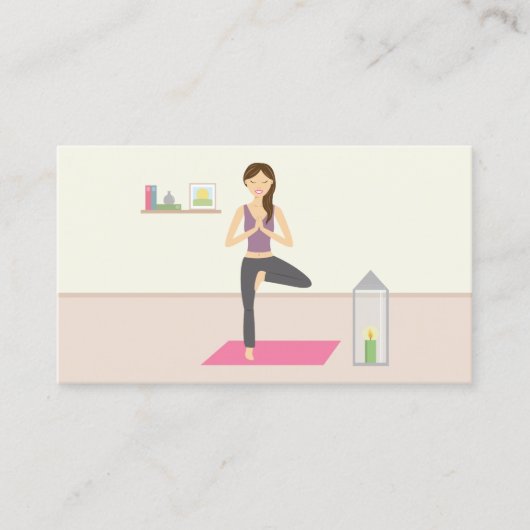 部屋でヨガをしている美飾しい女性 名刺 (正面)