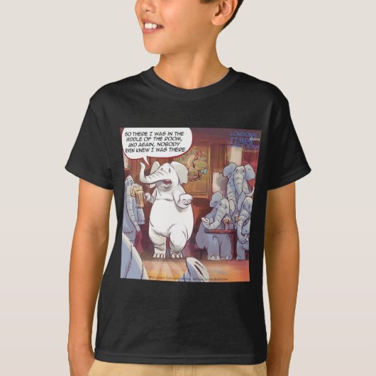 部屋のなかの面白いシロエレファント Tシャツ (正面)