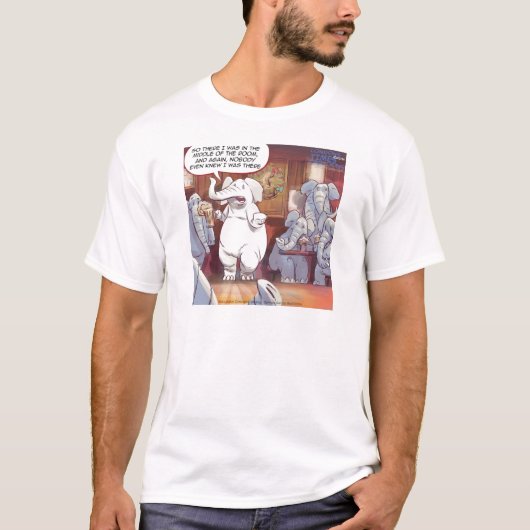 部屋の中の面白い白象 Tシャツ (正面)