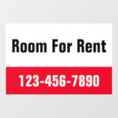 部屋募集中 赤黒白 電話番号 ウィンドウサイン (シート)