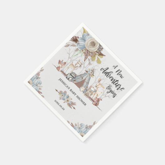 部族お洒落森林動物少年の赤ちゃんシャワー スタンダードカクテルナプキン (角)