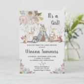 部族お洒落森林動物赤ちゃんシャワーガール 招待状 (スタンド正面)