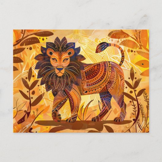 部族のたてがみを持つアフリカのライパターン(の模様が)あるオン シーズンポストカード (正面)