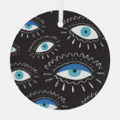 部族のアイフェザーのファッションパターン ガラスオーナメント (裏面)