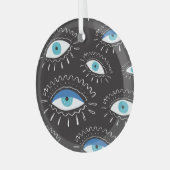 部族のアイフェザーのファッションパターン ガラスオーナメント (正面左)