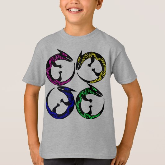 部族のアボリジニのタトゥー民族図鑑トリ異教のカゲ Tシャツ (正面)