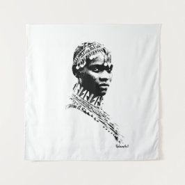 部族のウェディングドレスの花嫁 タペストリー