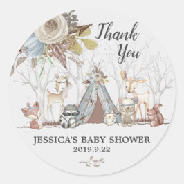 部族のウッドランド動物ベビーシャワー少年の好意ギフト ラウンドシール