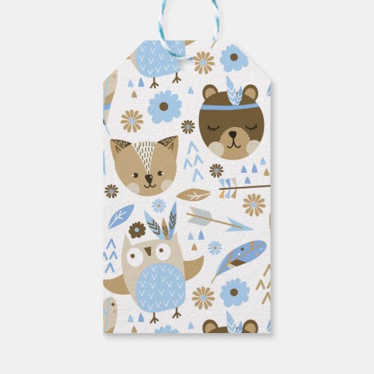 部族のウッドランド野生の赤ちゃんシャワーお願いギフトラベル ギフトタグ (裏面)