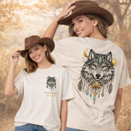 部族のオオカミ霊獣ドリームキャッチャー太陽月 トライブレンドTシャツ