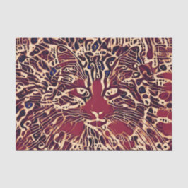 部族のキュートなタビー猫 レッド ブラウン ヒッピーのアート 薄葉紙