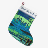 部族のクリスマスストッキングパーソナライズされたストッキング ラージクリスマスストッキング (正面 (吊り時))