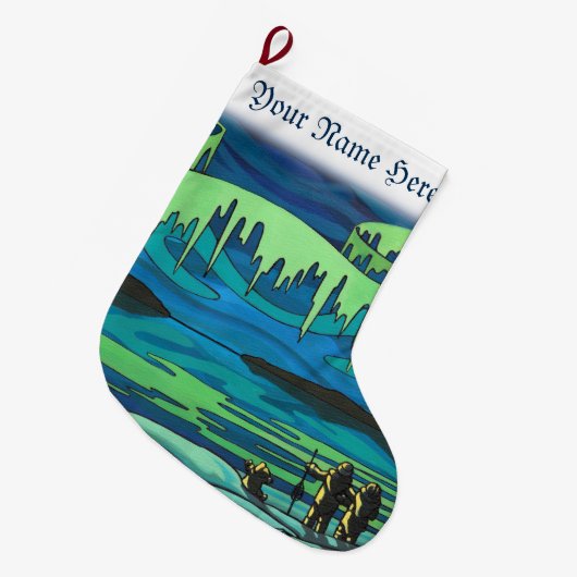 部族のクリスマスストッキングパーソナライズされたストッキング ラージクリスマスストッキング (正面 (吊り時))
