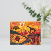 部族のスタイルにおけるア絵を描フリカのキリン シーズンポストカード (スタンド正面)