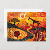 部族のスタイルにおけるア絵を描フリカのキリン シーズンポストカード (正面/裏面)