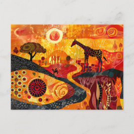 部族のスタイルにおけるア絵を描フリカのキリン シーズンポストカード