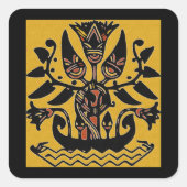 部族のタトゥー模様 スクエアシール (正面)