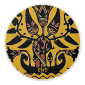 部族のタトゥー模様 セラミックノブ (正面)